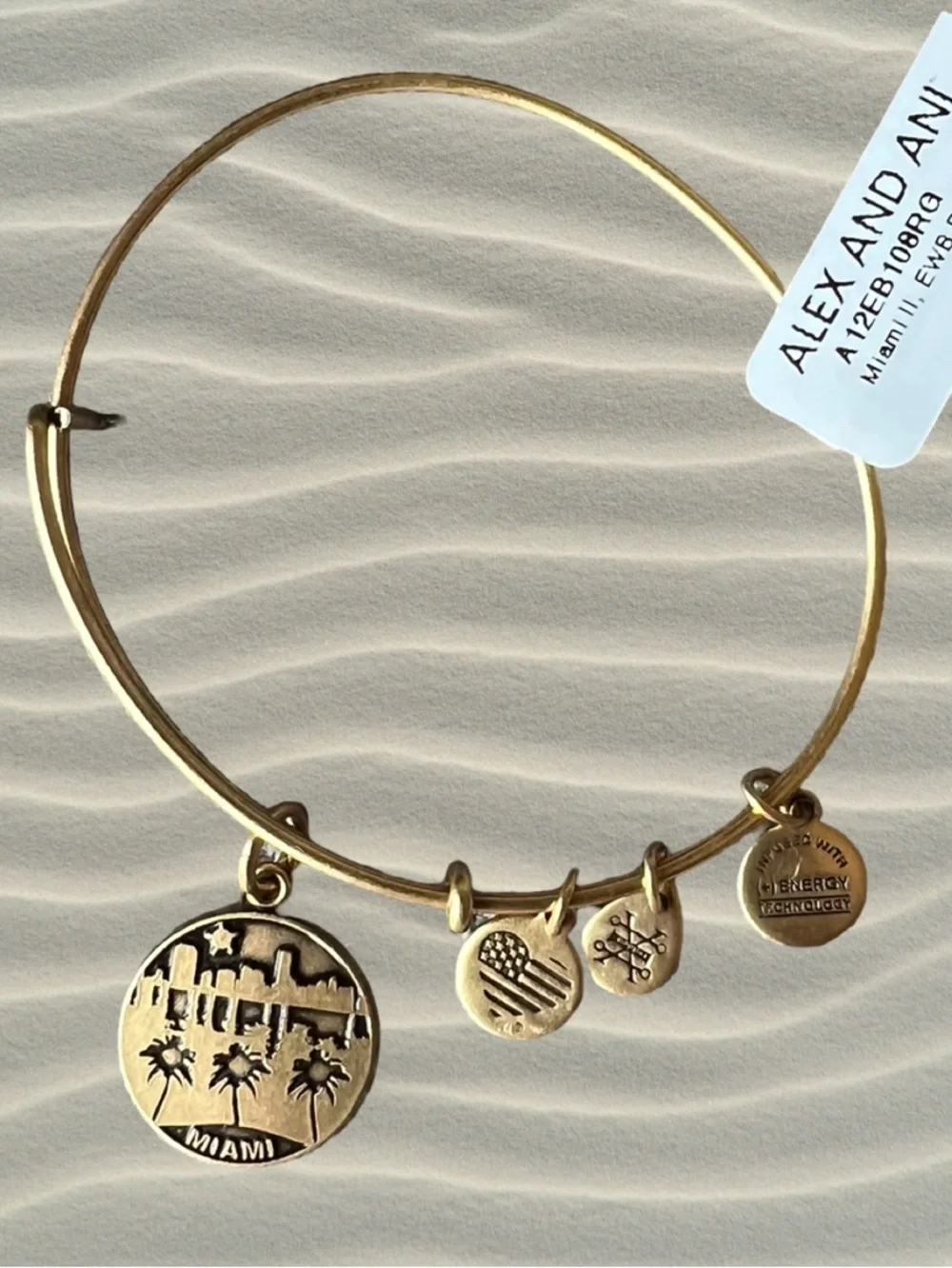 Alex and Ani Gold Miami Skyline Charm Bangle - Picture 2 of 6